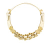 Miu Miu Ivory Leather Woven Gold Chain Choker Necklace-One Size