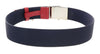 LUNA ROSSA Navy Blue Leather Trimmed Woven Belt-