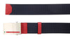 LUNA ROSSA Navy Blue Leather Trimmed Woven Belt-