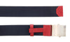 LUNA ROSSA Navy Blue Leather Trimmed Woven Belt-