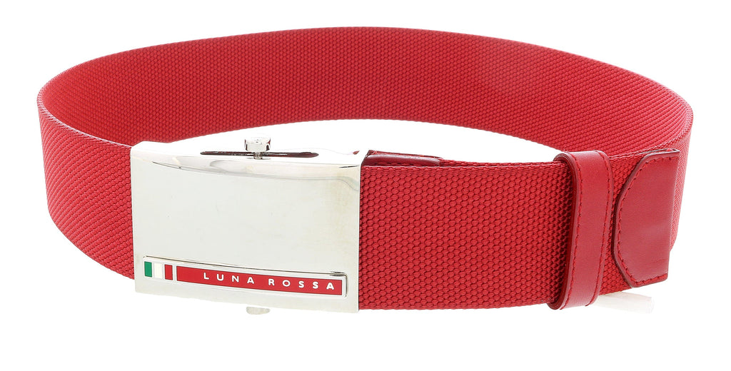 LUNA ROSSA Red Leather Trimmed Woven Belt-