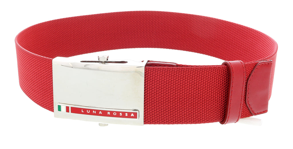 LUNA ROSSA Red Leather Trimmed Woven Belt-26