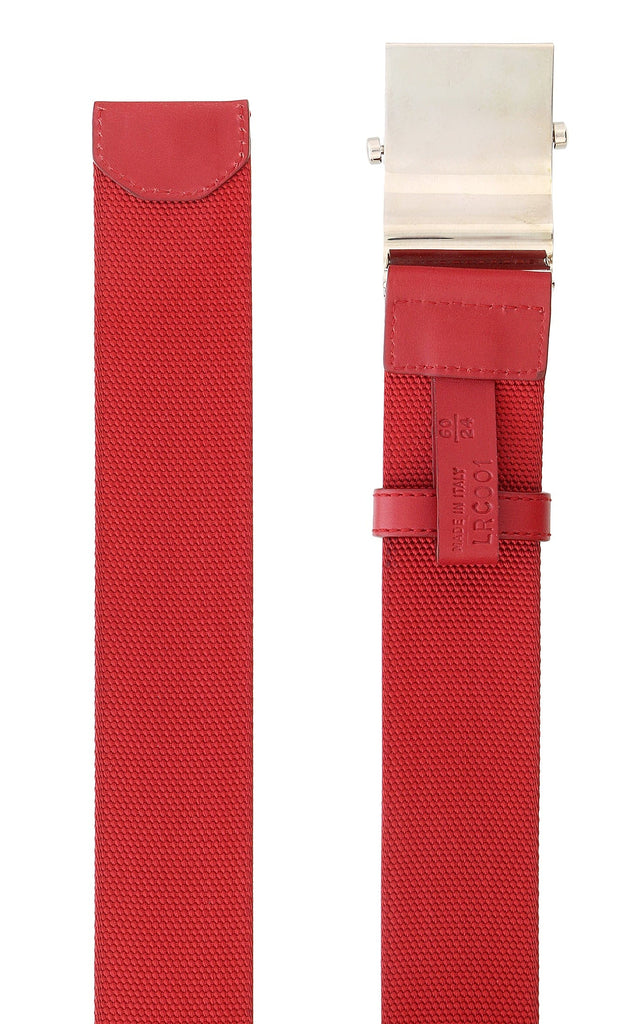 LUNA ROSSA Red Leather Trimmed Woven Belt-