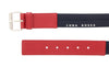 LUNA ROSSA Blue/Red Leather Trimmed Woven Belt-