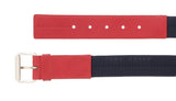 LUNA ROSSA Blue/Red Leather Trimmed Woven Belt-