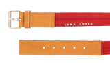 LUNA ROSSA Red/Natural Leather Trimmed Woven Belt-