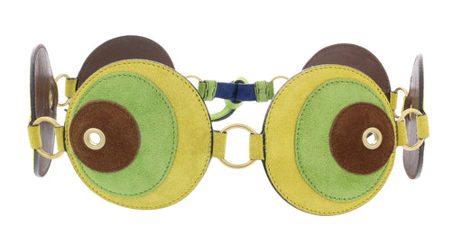 Miu Miu Yellow Lime Suede Patch Tie On Belt-