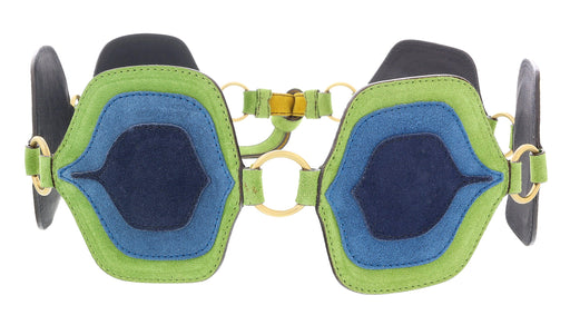 Miu Miu Forest Green Suede Tile Patch Tie On  Belt-