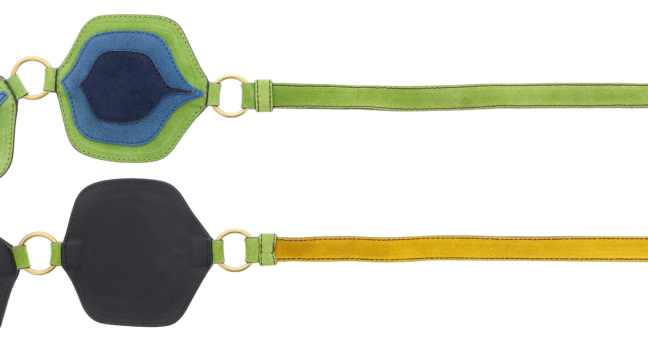 Miu Miu Forest Green Suede Tile Patch Tie On  Belt-