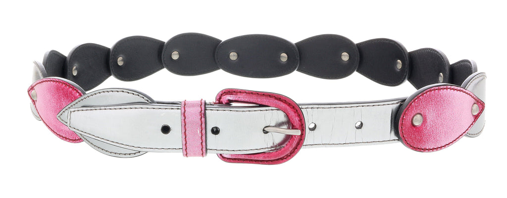 Miu Miu Silver/Pink Teardrop Tile Applique Classic Ring  Belt-