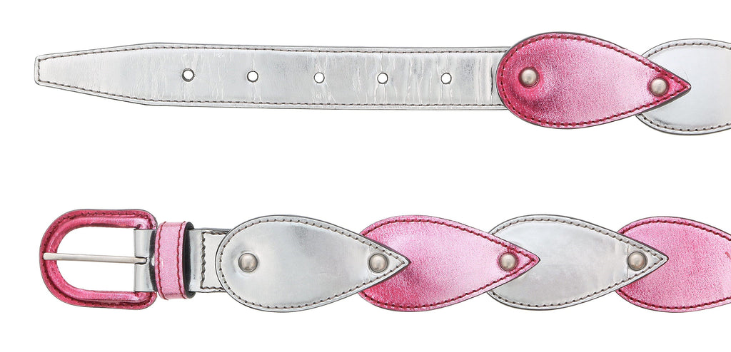 Miu Miu Silver/Pink Teardrop Tile Applique Classic Ring  Belt-