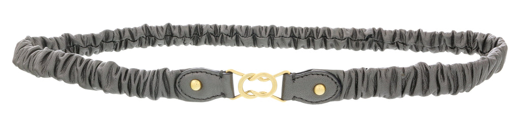 Miu Miu Dark Grey Narrow Elastocized Nappa Leather  Belt-