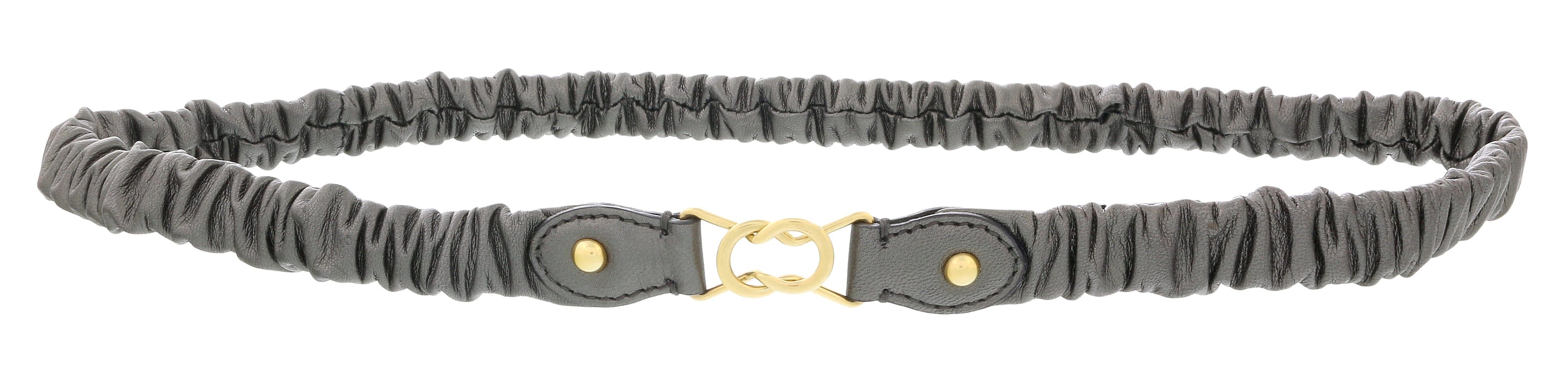 Miu Miu Dark Grey Narrow Elastocized Nappa Leather  Belt-36