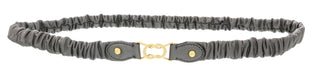 Miu Miu Dark Grey Narrow Elastocized Nappa Leather  Belt-36