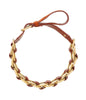 Miu Miu Burnt Orange Leather Woven Gold Chain Choker Necklace-One Size