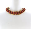 Miu Miu Burnt Orange Leather Woven Gold Chain Choker Necklace-One Size