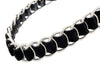 Damaged/ Store Return Miu Miu Black/Silver Leather Woven Silver Chain Choker Necklace-One Size