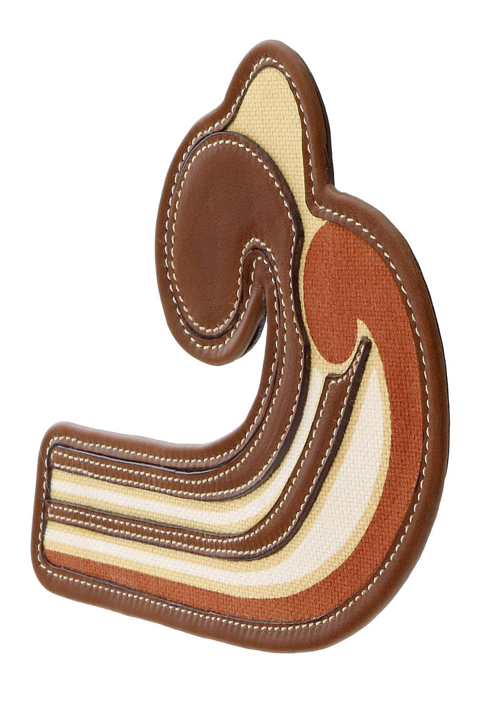 Miu Miu Brown Leather Wave Brooch Pin-One Size