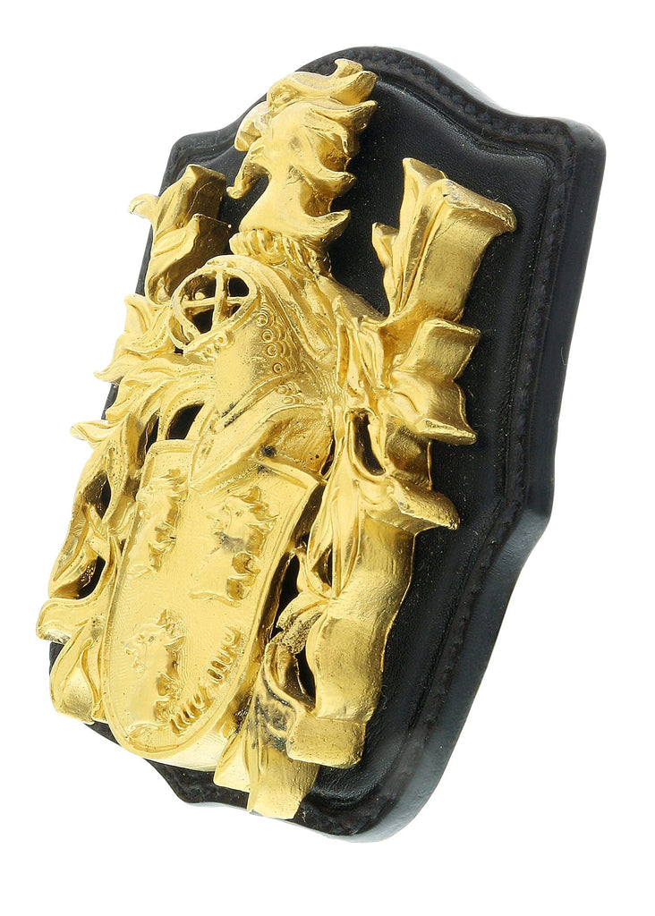 Miu Miu Gold Crested Brooch Pin