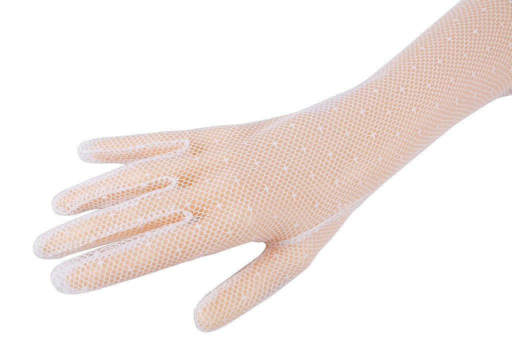 MIU MIU White Mesh Star Mid Arm Gloves-7.5