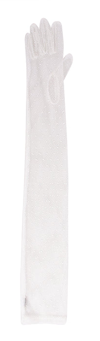MIU MIU White Mesh Star Mid Arm Gloves-