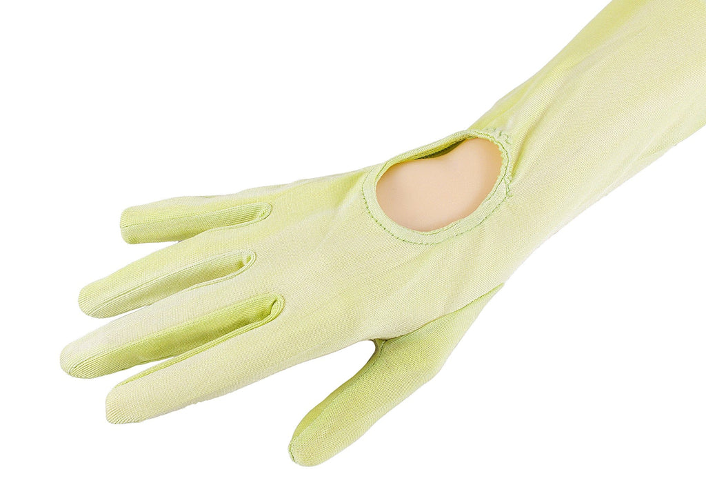 MIU MIU Lime Green Jersey Silk Full Arm Opera Gloves-7
