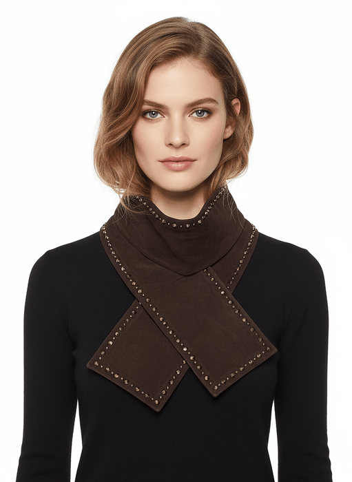 Miu Miu Leather Suede Studded Scarf Stole