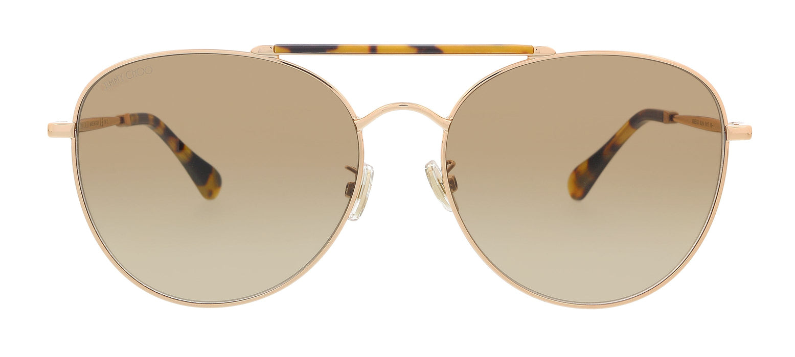 JIMMY CHOO ABBIEGS 006J HA Gold Havana Aviator Sunglasses