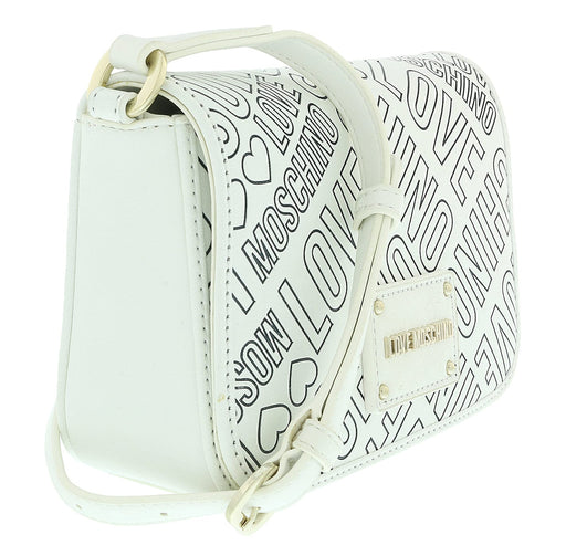 Love Moschino White/Black Signature Embossed Small Shoulder Bag