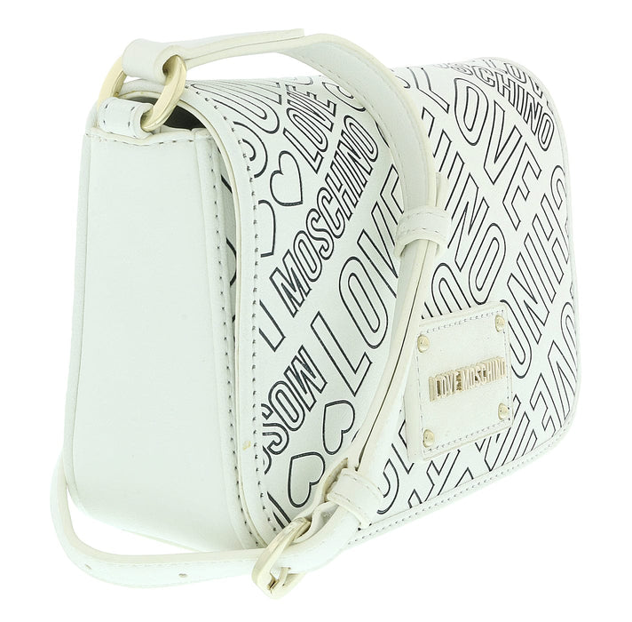 Love Moschino White/Black Signature Embossed Small Shoulder Bag