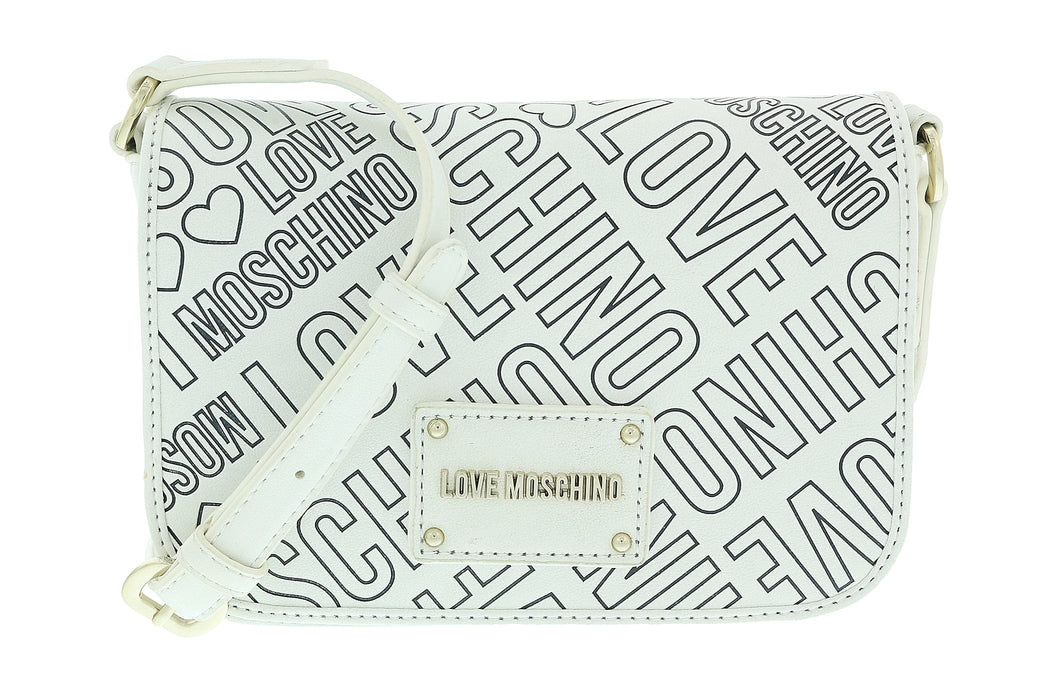 Love Moschino White/Black Signature Embossed Small Shoulder Bag