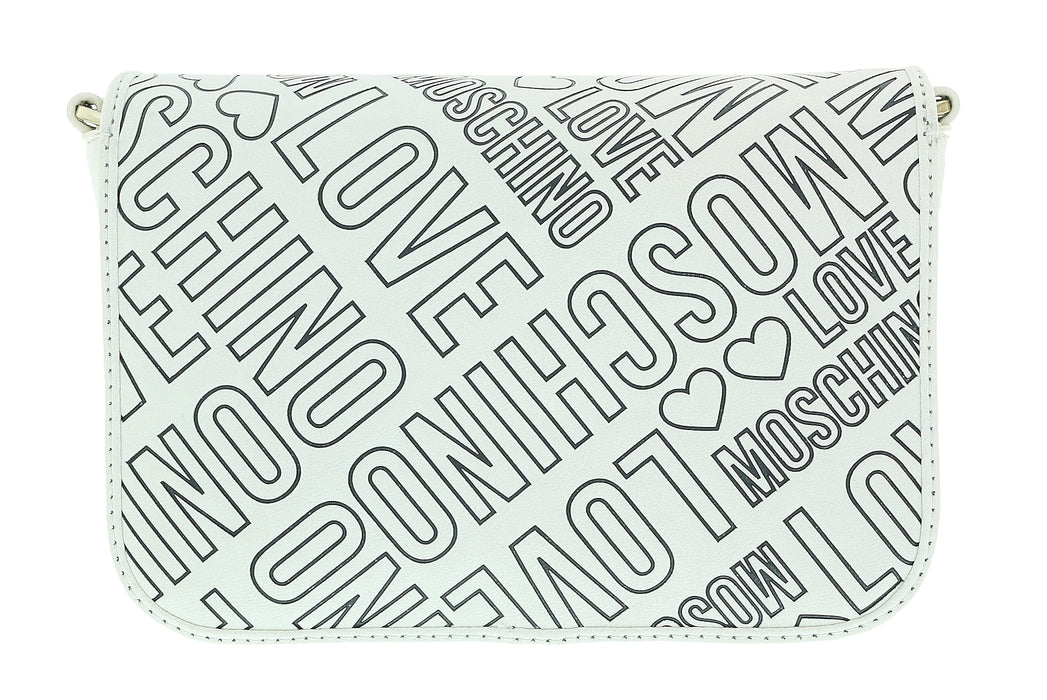 Love Moschino White/Black Signature Embossed Small Shoulder Bag