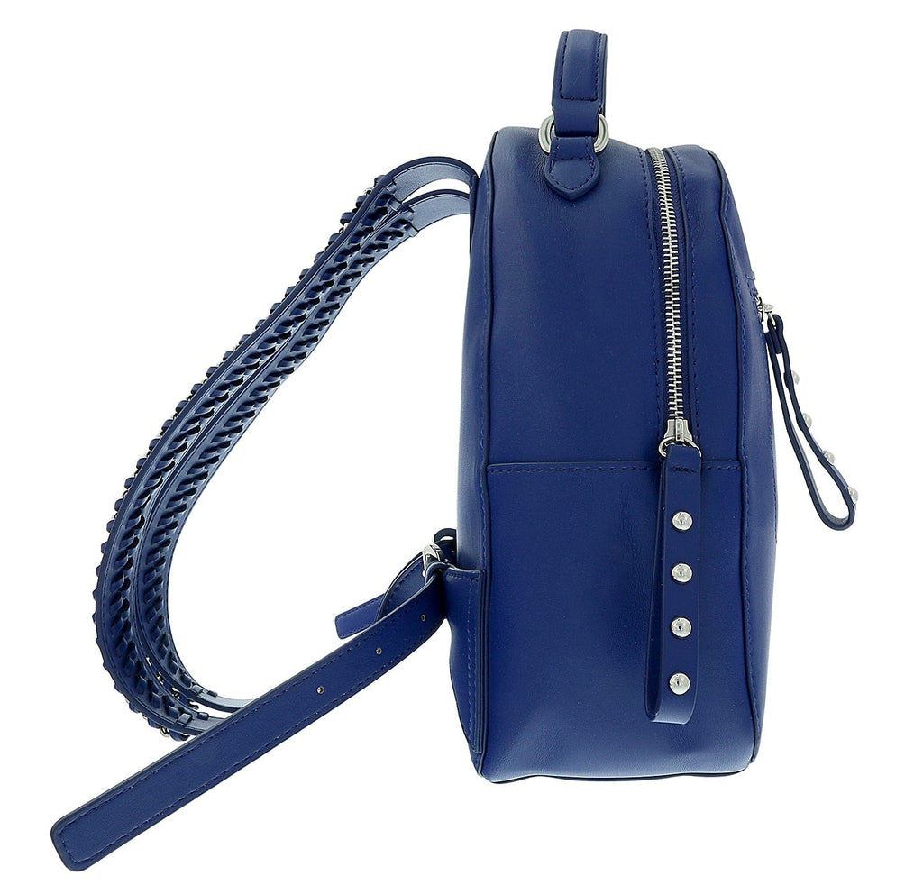 Love Moschino Blue Stiched Signature Medium Backpack