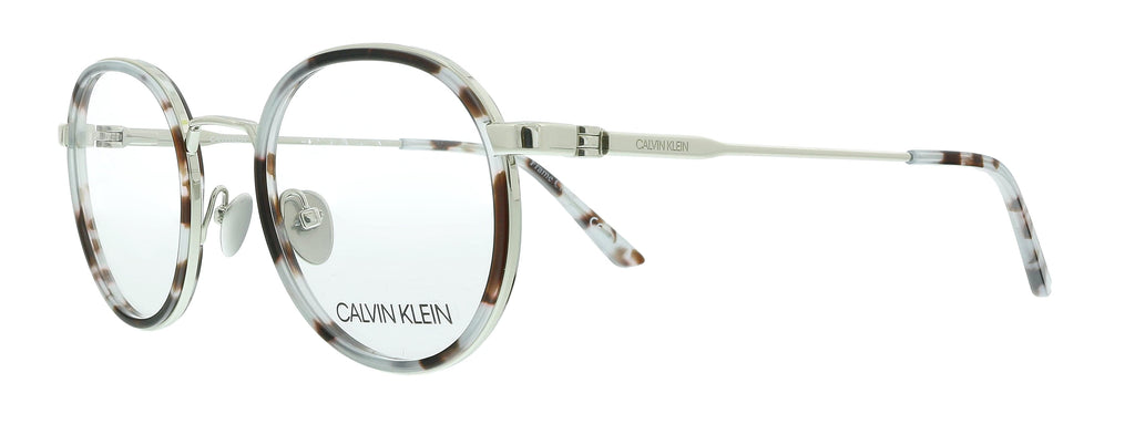 Calvin Klein  Light Blue Tortoise Round Eyeglasses