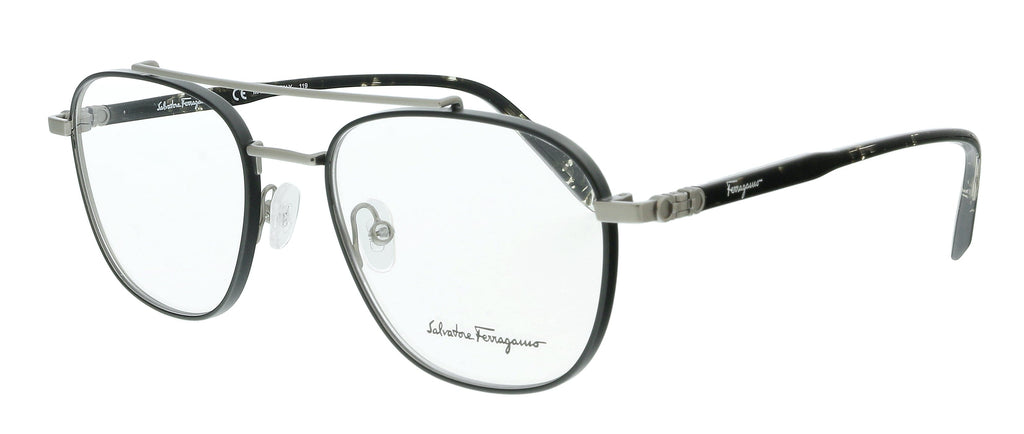 Salvatore Ferragamo  Matte Light Ruthenium Navigator Eyeglasses