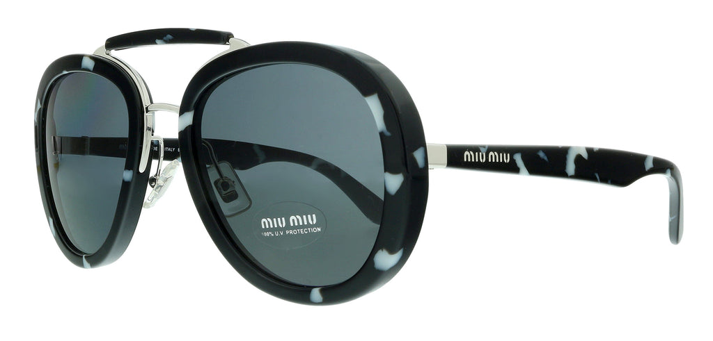 Miu Miu  Havana Black White Aviator Sunglasses