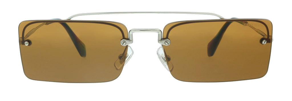 Miu Miu 0MU 06SS C8O1A0 Silver Rectangle Sunglasses