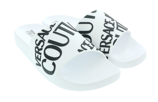Versace Jeans Couture Mens White  Signature Pattern Pool Slide
