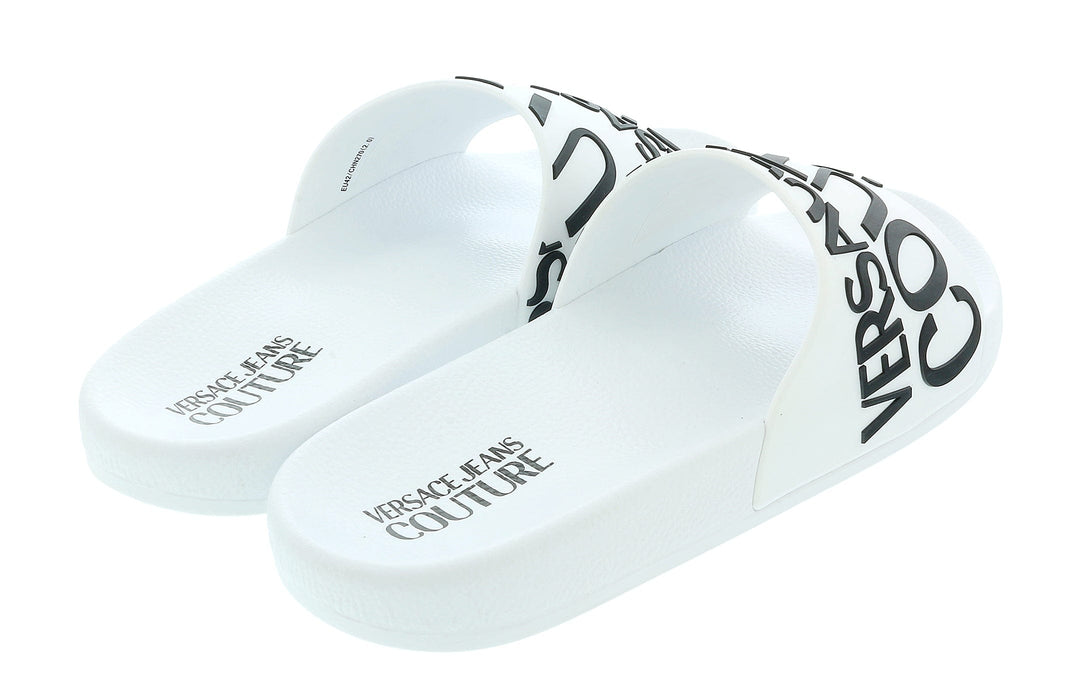 Versace Jeans Couture Mens White  Signature Pattern Pool Slide