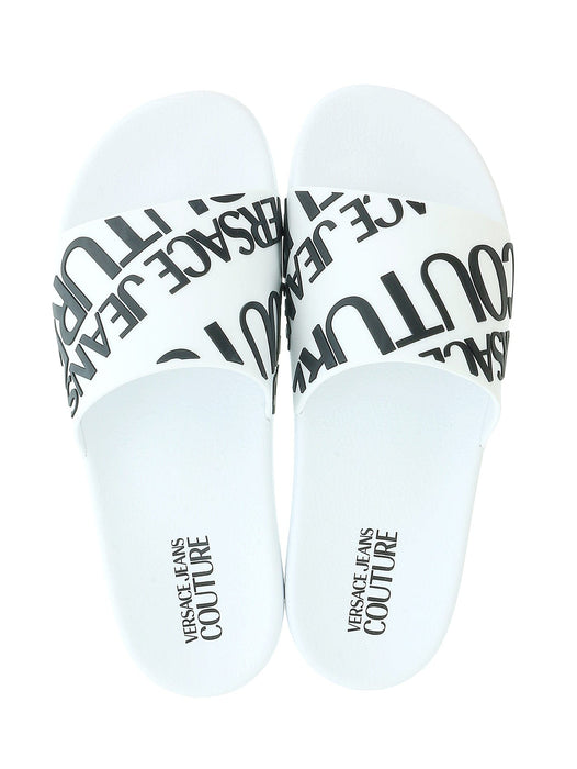 Versace Jeans Couture Mens White  Signature Pattern Pool Slide