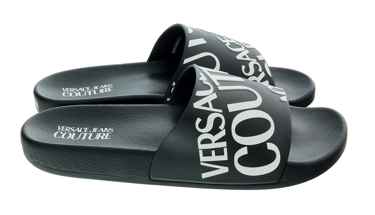 Versace Jeans Couture Mens Black  Signature Logo Pool Slide