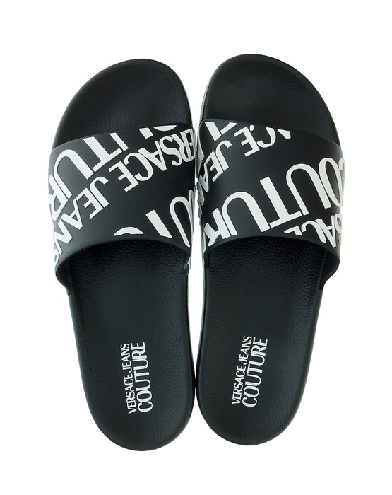 Versace Jeans Couture Mens Black  Signature Logo Pool Slide