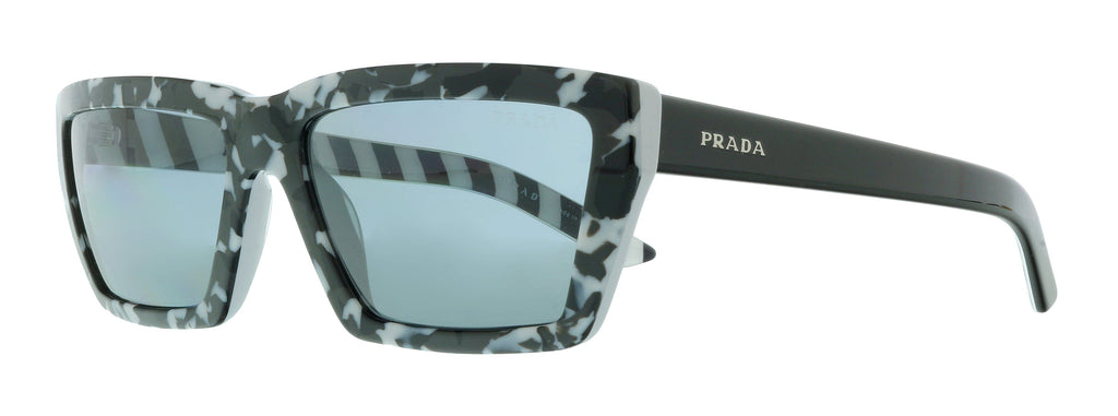 Prada  Black White Havana Irregular Sunglasses