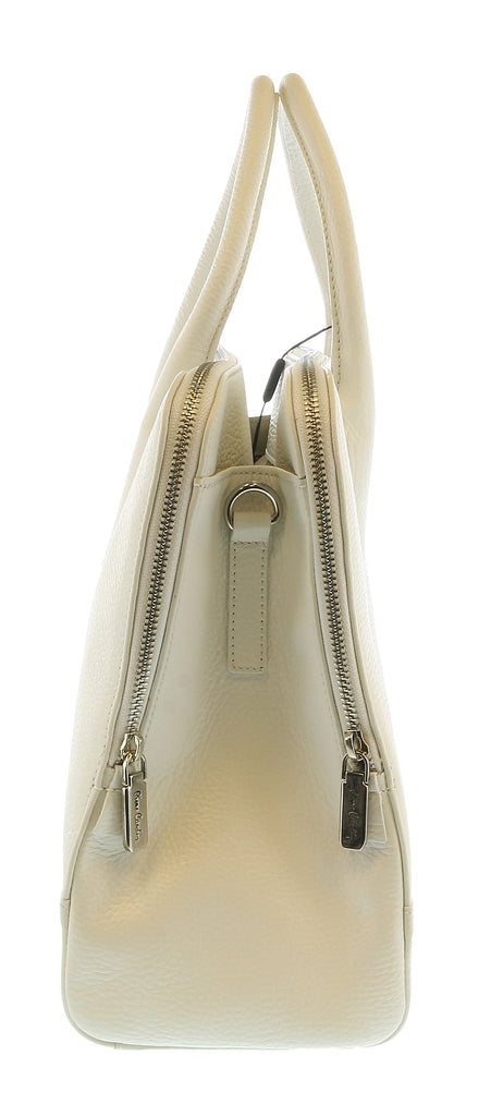 Pierre Cardin White Top Handle Leather Satchel Bag