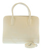 Pierre Cardin White Top Handle Leather Satchel Bag