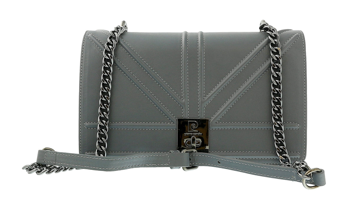 Pierre Cardin Grey Leather Small Structured Shoulder Bag