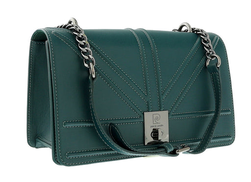 Pierre Cardin Teal Leather Small Structured Shoulder Bag