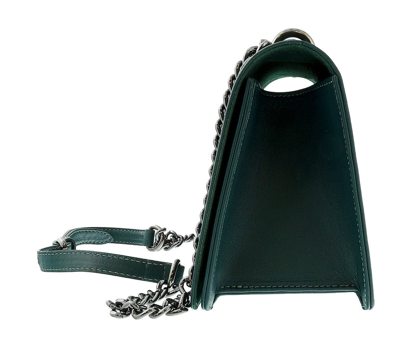Pierre Cardin Teal Leather Small Structured Shoulder Bag