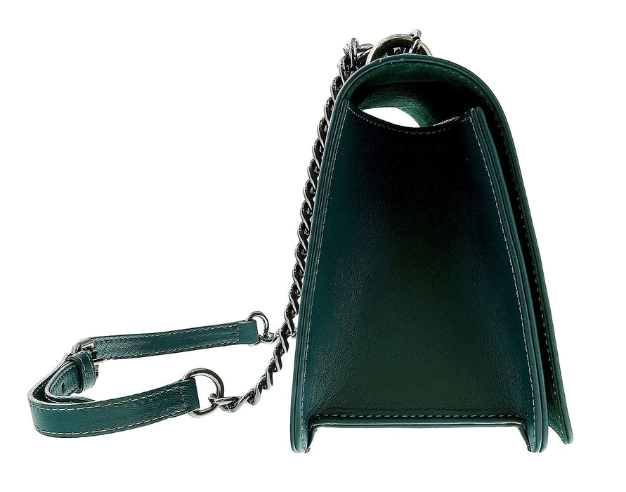 Pierre Cardin Teal Leather Small Structured Shoulder Bag