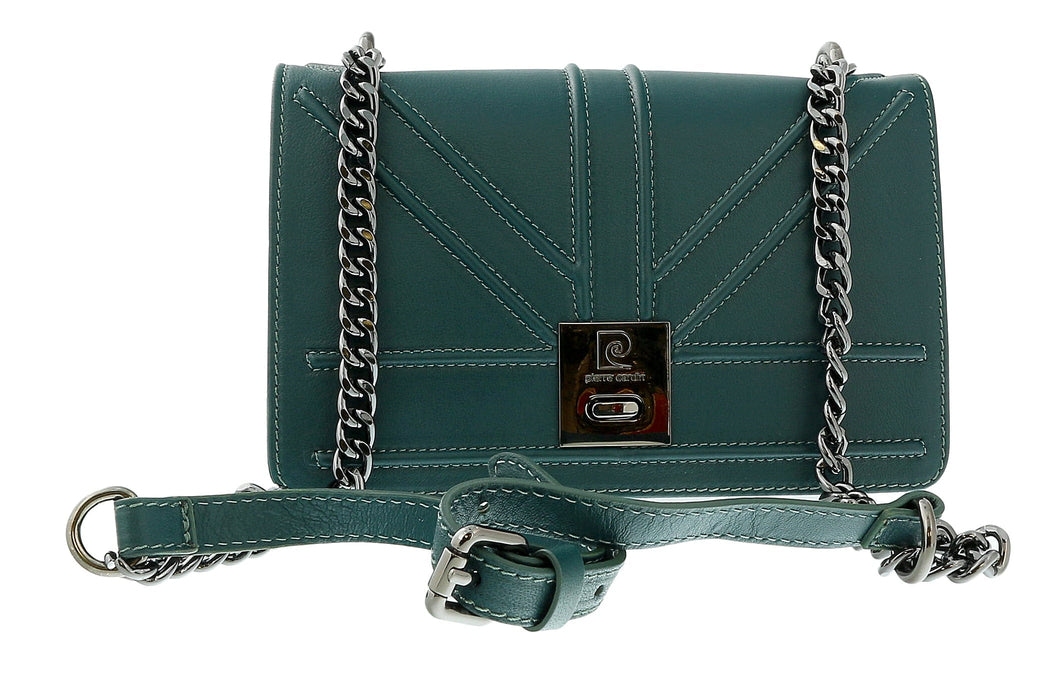 Pierre Cardin Teal Leather Large Structured Shoulder Bag